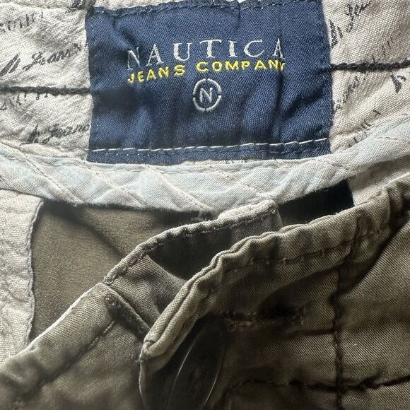 Nautica Distressed Relaxed Khakis Shorts Men's Size 30 Green Gorpcore Thrashy - Picture 4 of 4